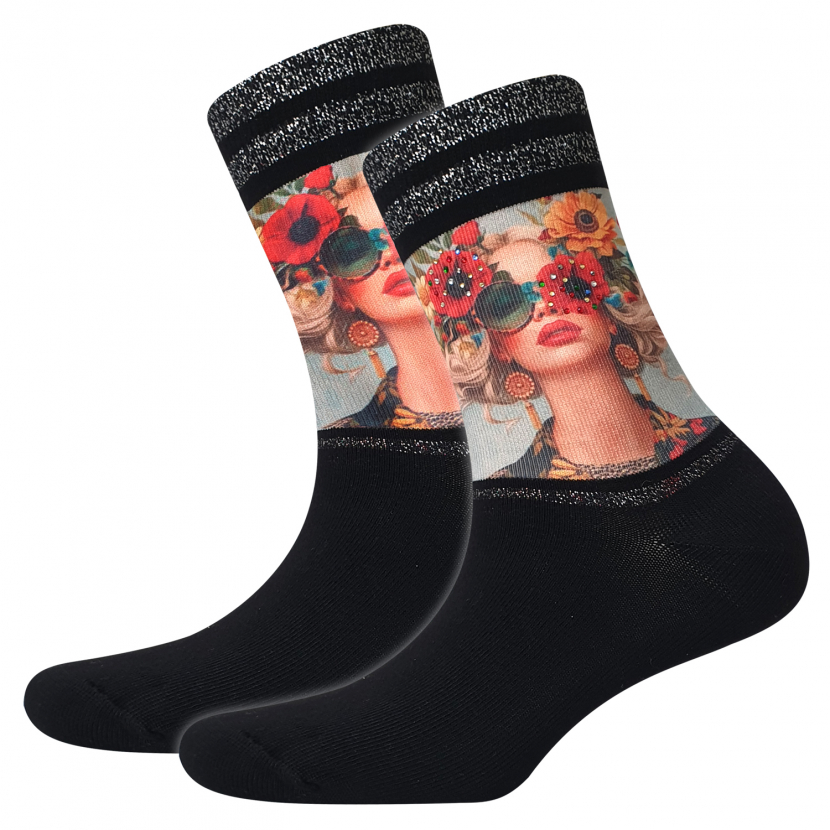 Cool 7 - Damensocken mit Strass - Motiv - C0489